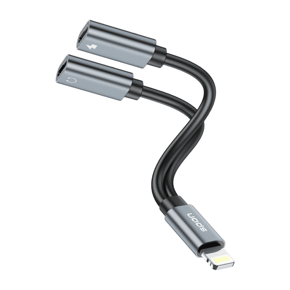 ef592383-da0d-404e-9df9-4a1f48fd1ed6-1000x1000-hKQYTbtk5Wg6RJ9oTAiNofDOGm124QkdXAhUmzqb تحويلة مخرجين سماعة وشاحن للايفون - الصورة 1